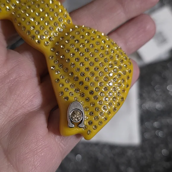 Coach Yellow Crystal Bow Barrette Hair Pin - Picture 4 of 5